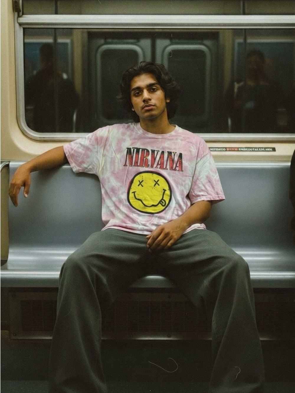 NIRVANA Pink Tie-Dye Smiley Face Graphic Tee